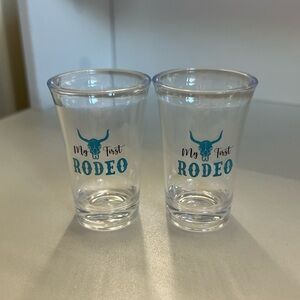 My First Rodeo Teal and Clear Plastic Shot Glass